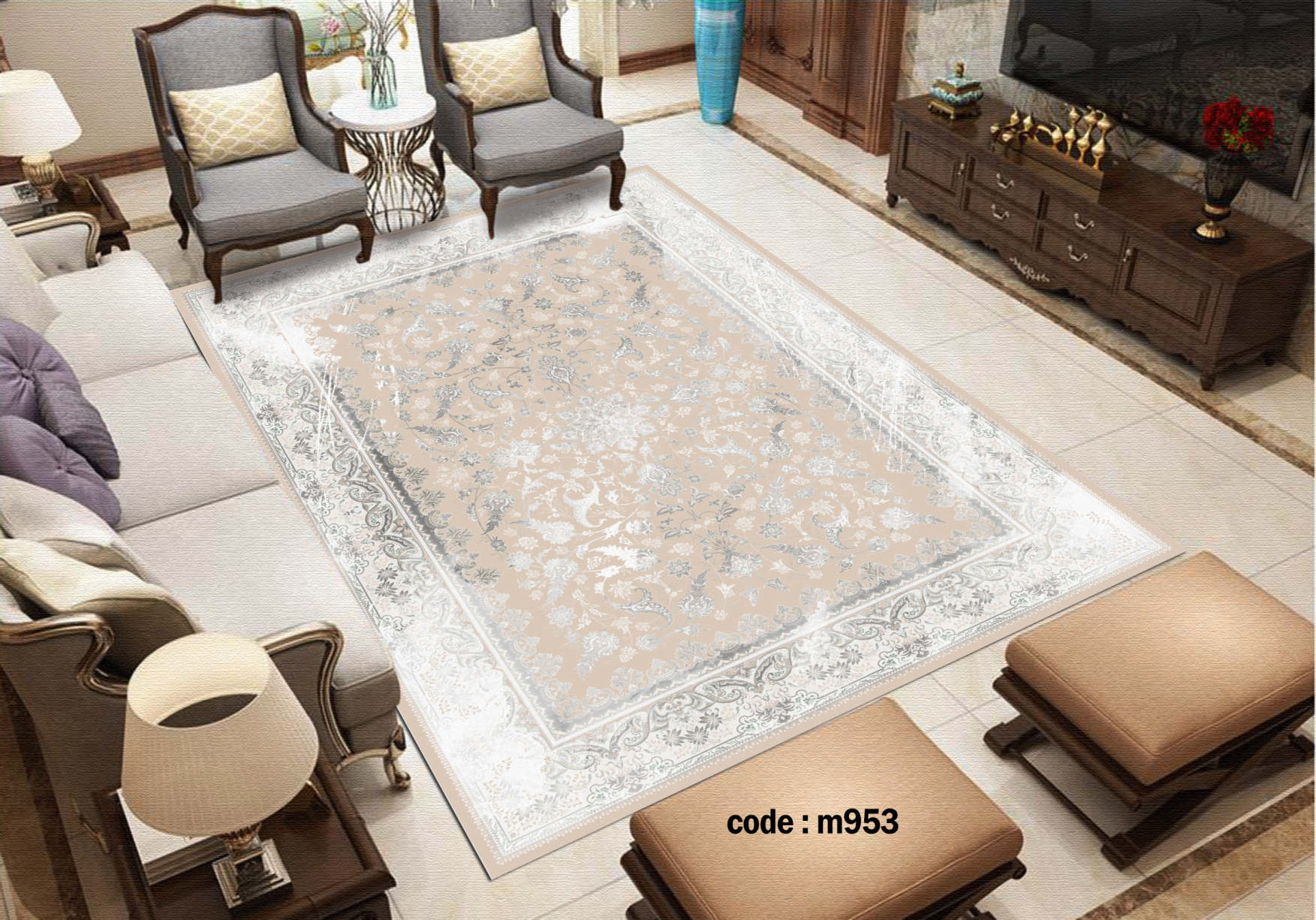 روفرشی کشدار (کاور فرش) و فرشینه و پادری کالای خواب متین کد m 953