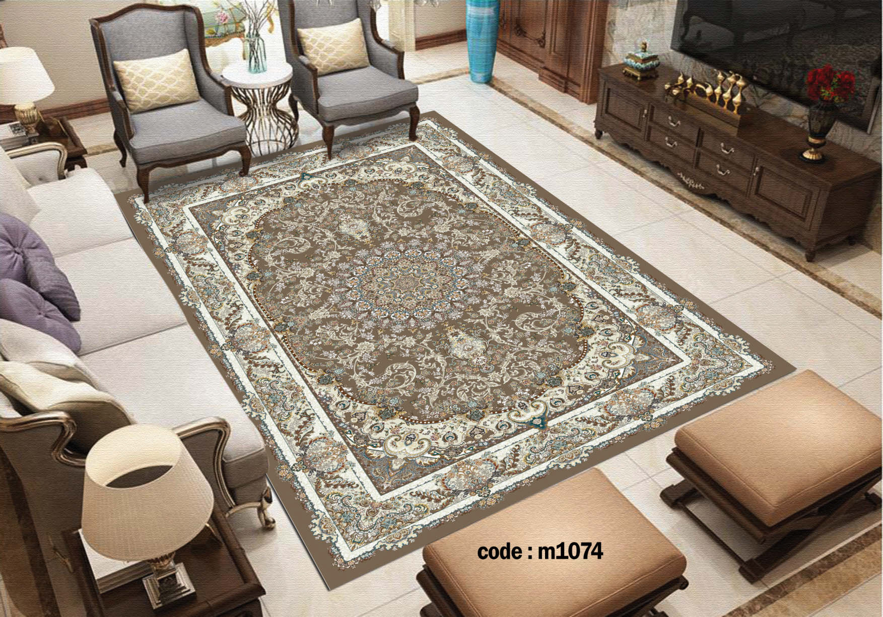 روفرشی کشدار (کاور فرش) و فرشینه و پادری کالای خواب متین کد m 1074