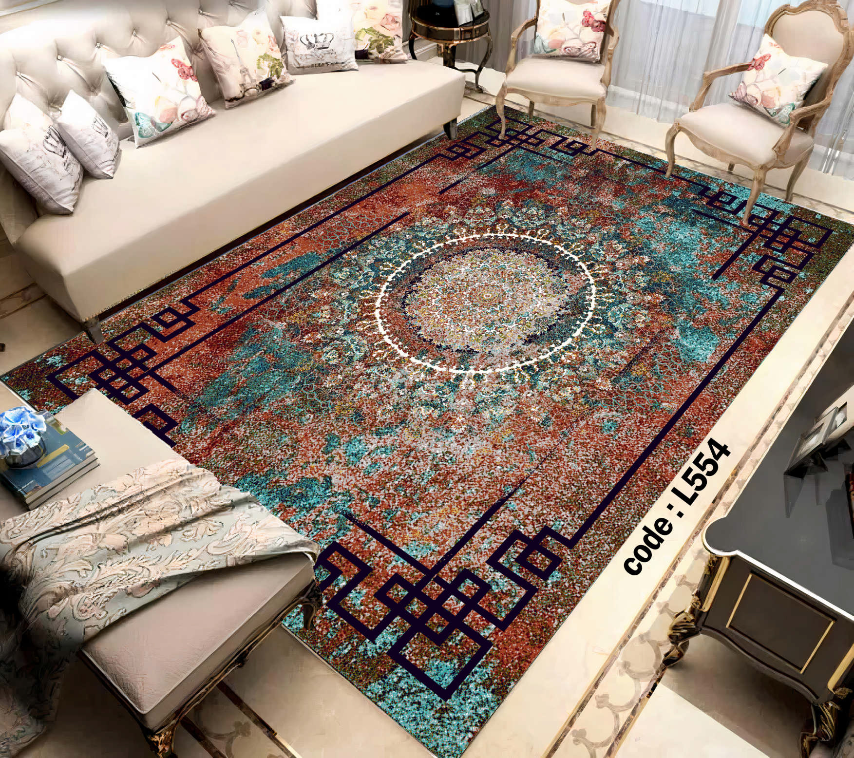 روفرشی کشدار (کاور فرش) و فرشینه و پادری کالای خواب متین کد L554