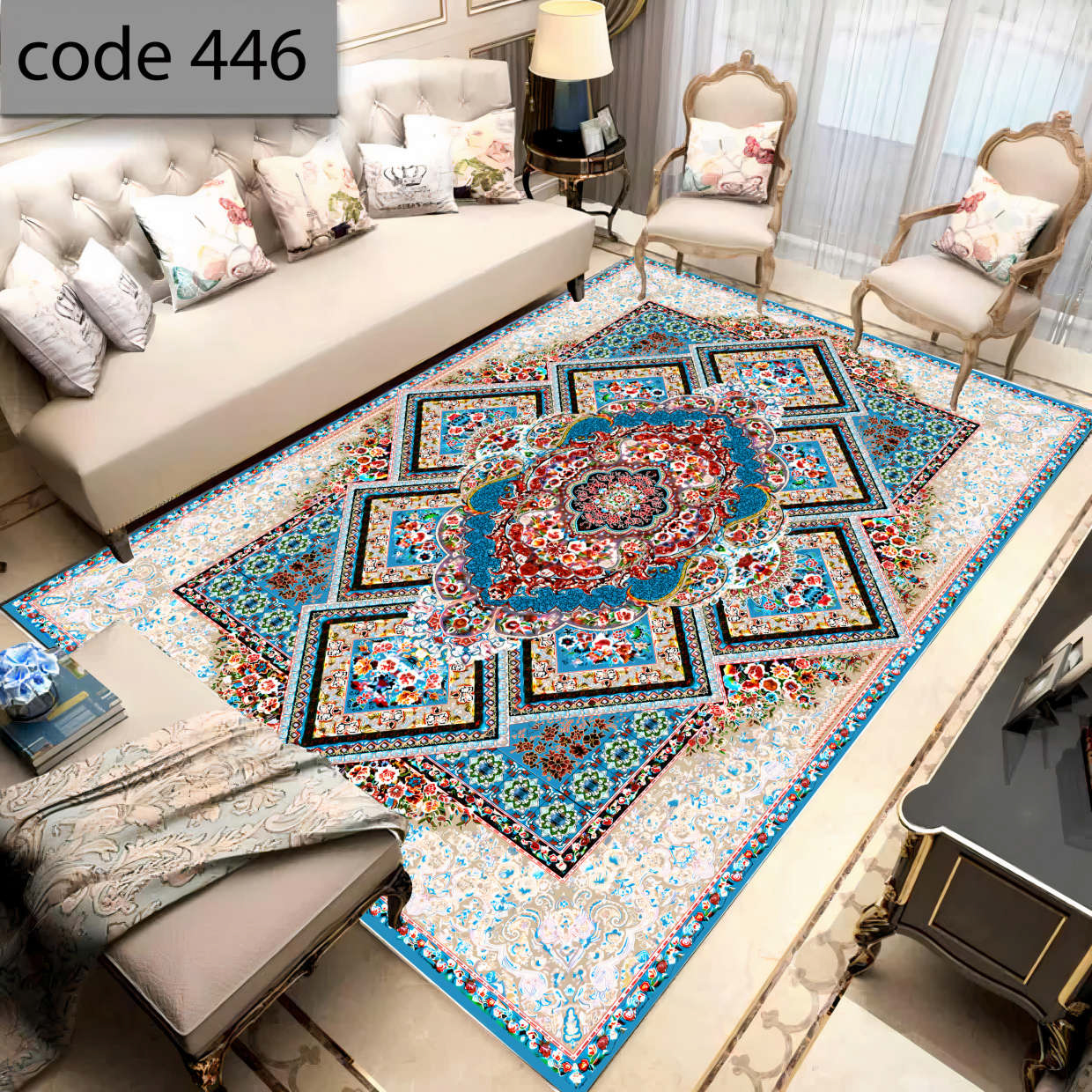 روفرشی کشدار (کاور فرش) و فرشینه و پادری کالای خواب متین کد 446