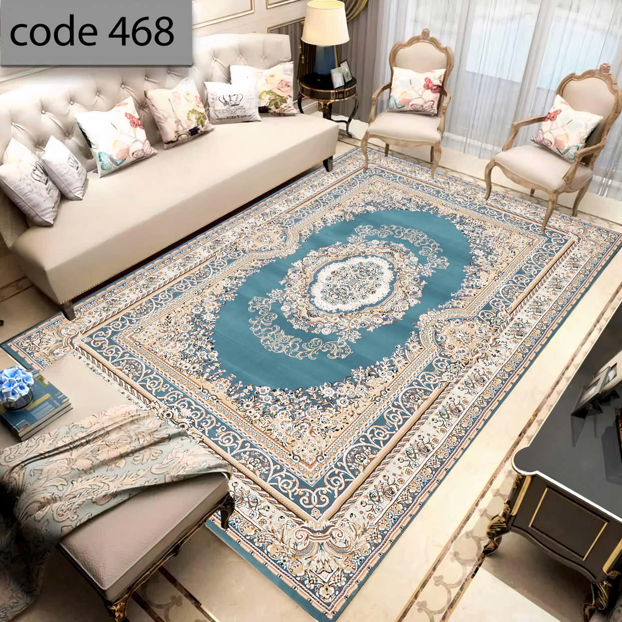 روفرشی کشدار (کاور فرش) و فرشینه و پادری کالای خواب متین کد 468