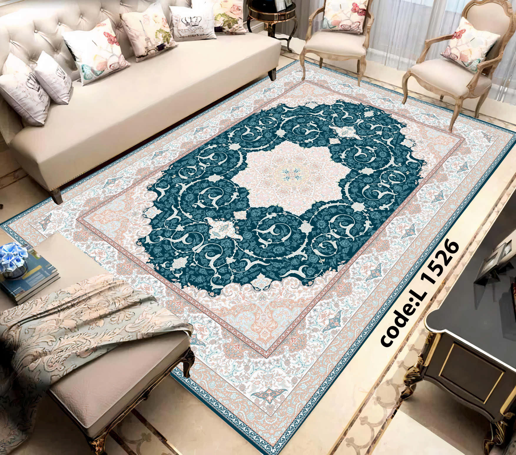 روفرشی کشدار (کاور فرش) و فرشینه و پادری کالای خواب متین کد L 1526