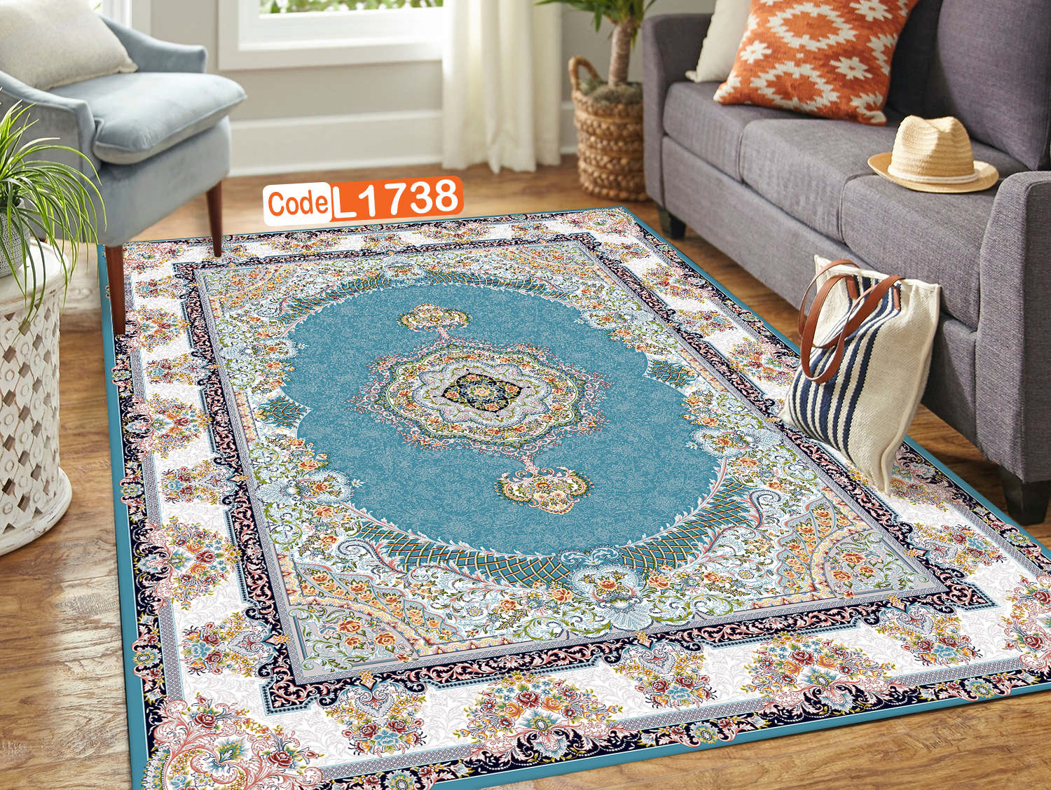 روفرشی کشدار (کاور فرش) و فرشینه و پادری کالای خواب متین کد L 1738