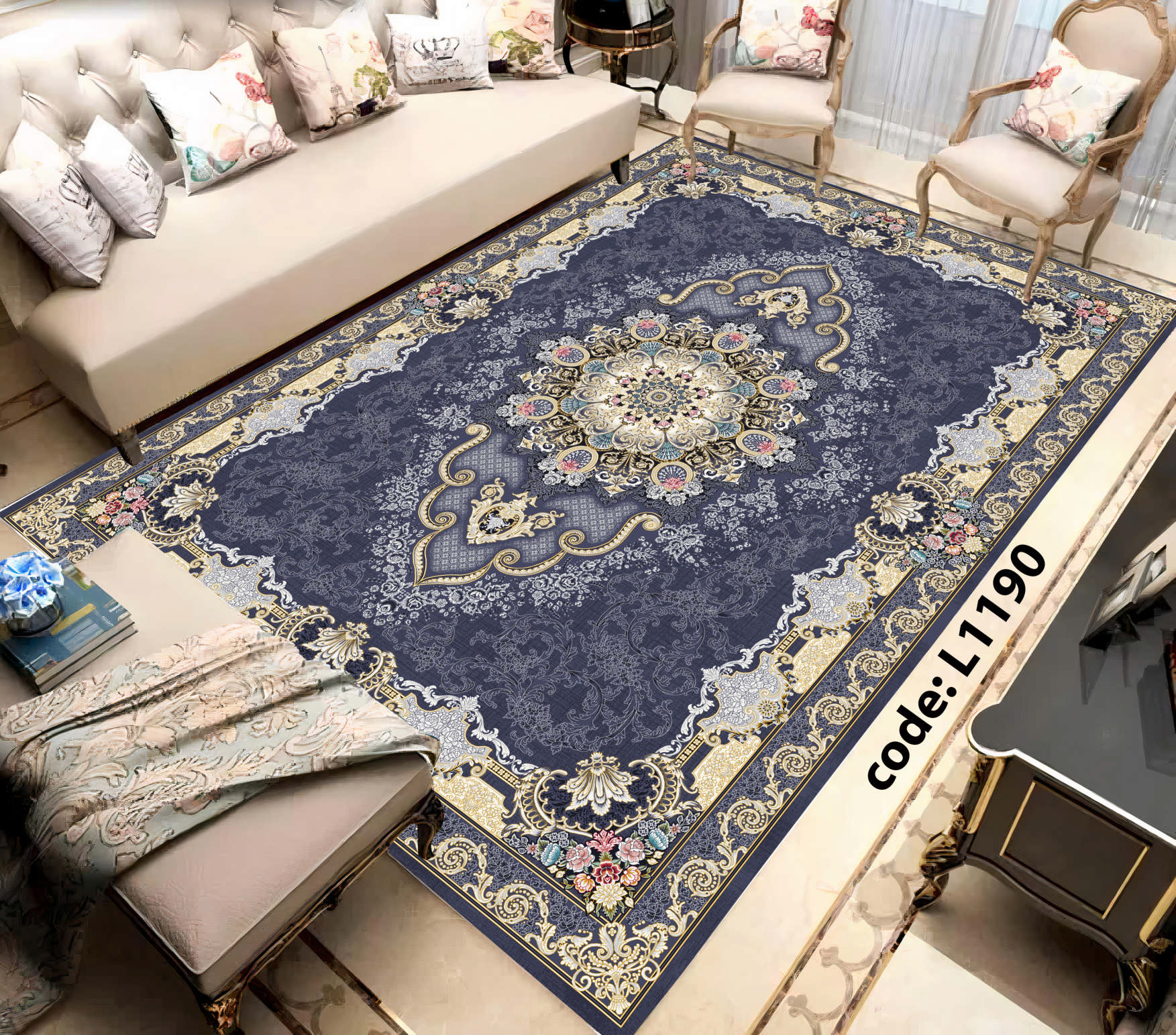روفرشی کشدار (کاور فرش) و فرشینه و پادری کالای خواب متین کد L 1190