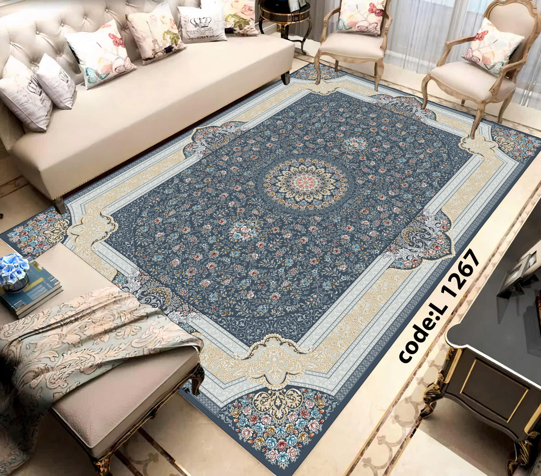 روفرشی کشدار (کاور فرش) و فرشینه و پادری کالای خواب متین کد L 1267