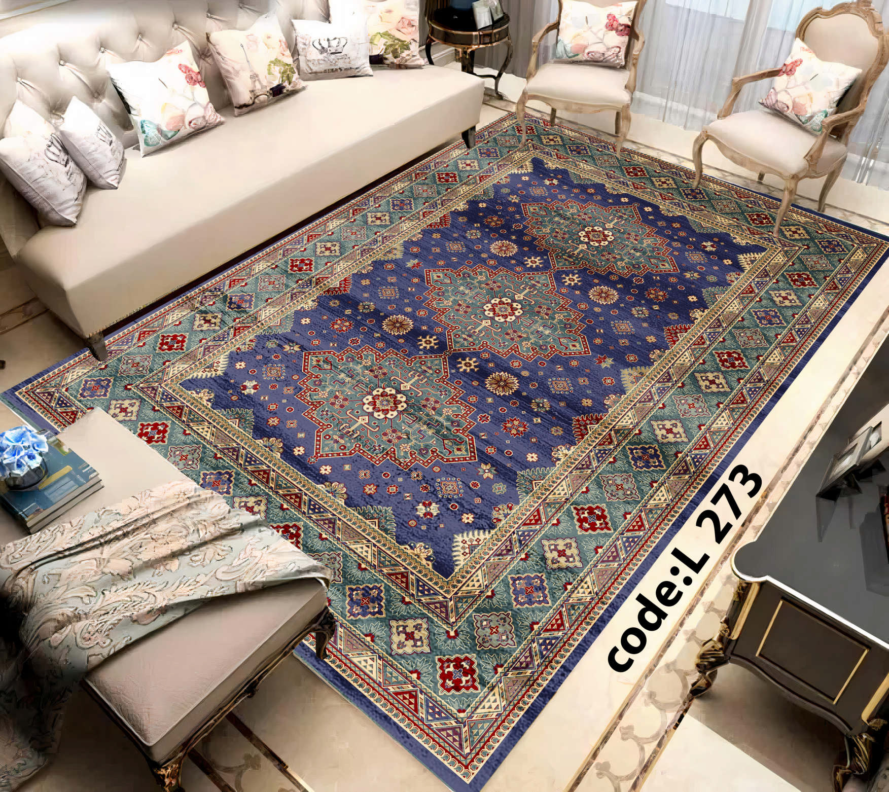 روفرشی کشدار (کاور فرش) و فرشینه و پادری کالای خواب متین کد L 273