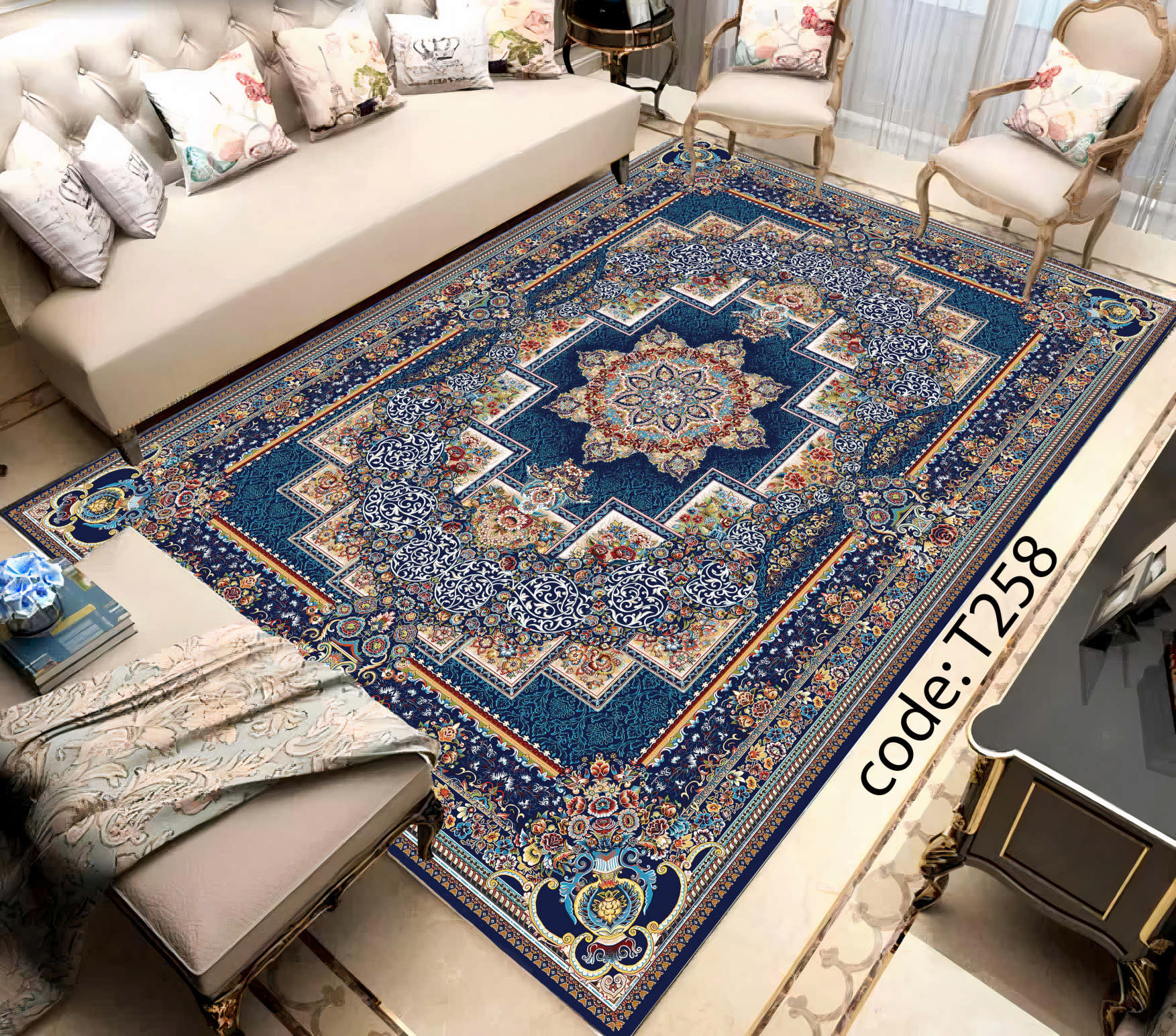 روفرشی کشدار (کاور فرش) و فرشینه و پادری کالای خواب متین کد T 258