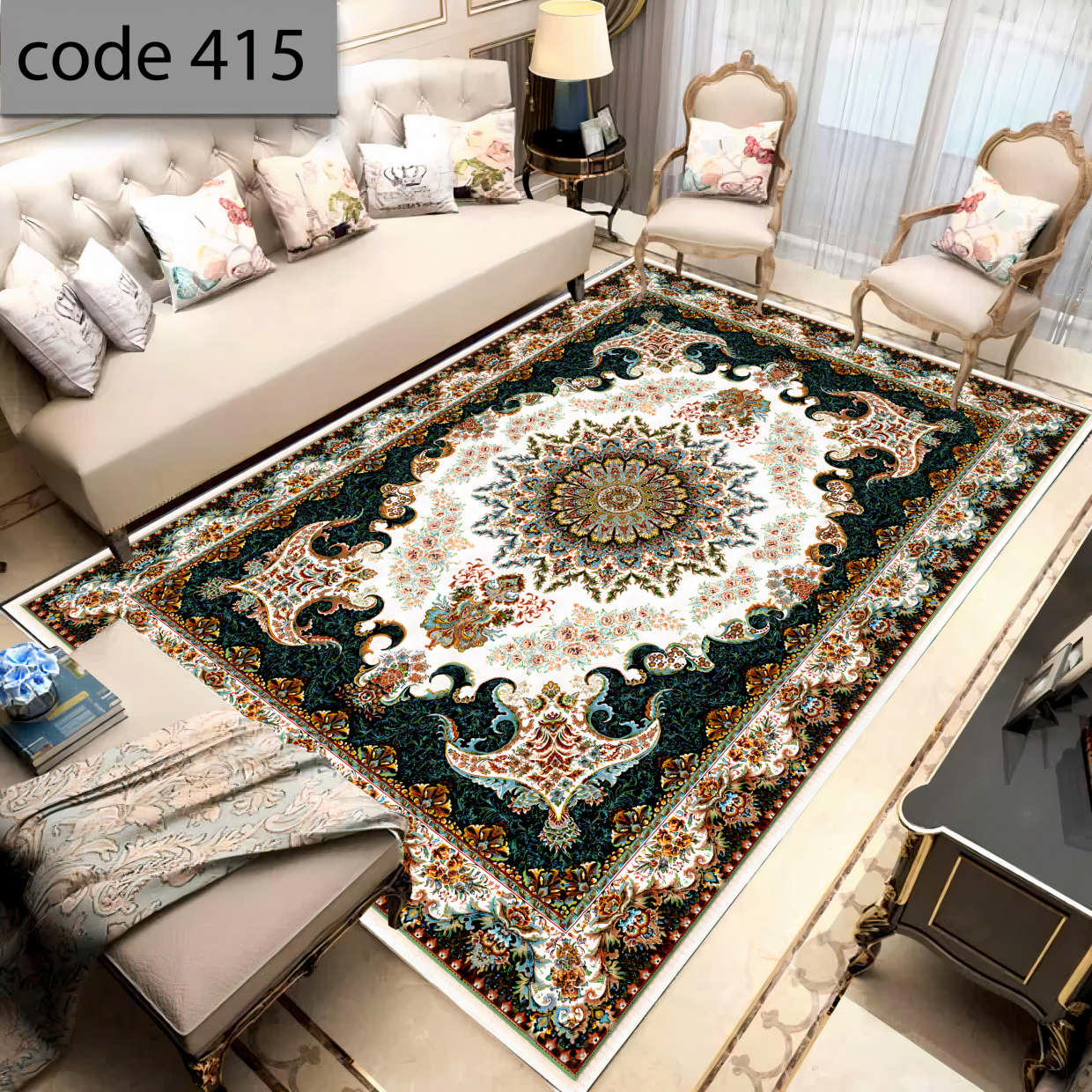روفرشی کشدار (کاور فرش) و فرشینه و پادری کالای خواب متین کد 415
