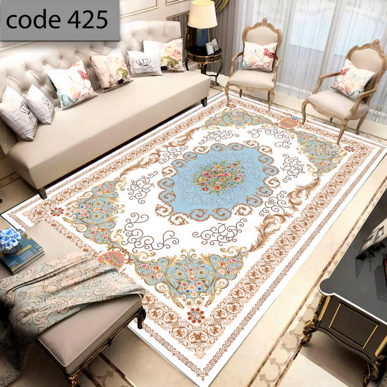 روفرشی کشدار (کاور فرش) و فرشینه و پادری کالای خواب متین کد 425