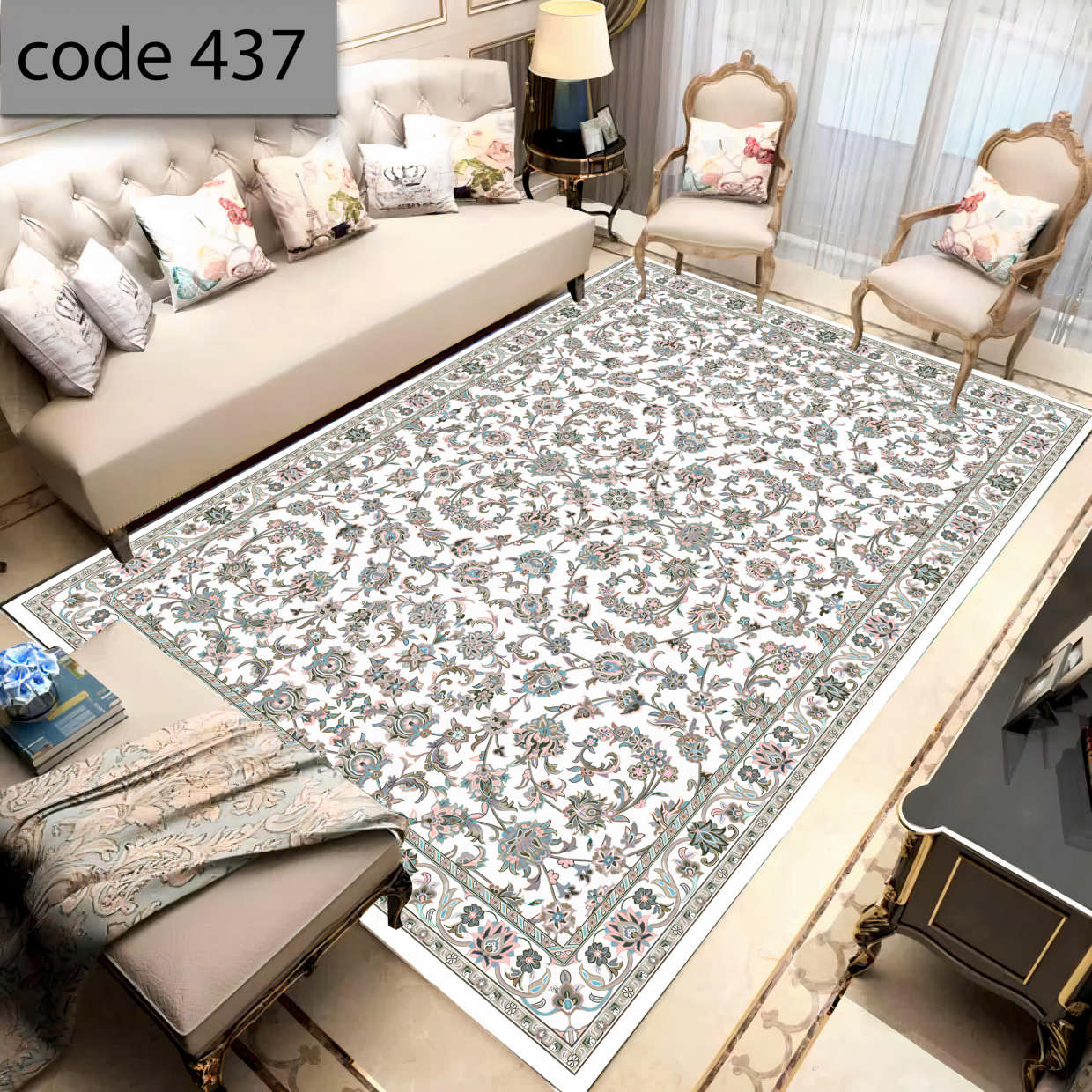 روفرشی کشدار (کاور فرش) و فرشینه و پادری کالای خواب متین کد 437