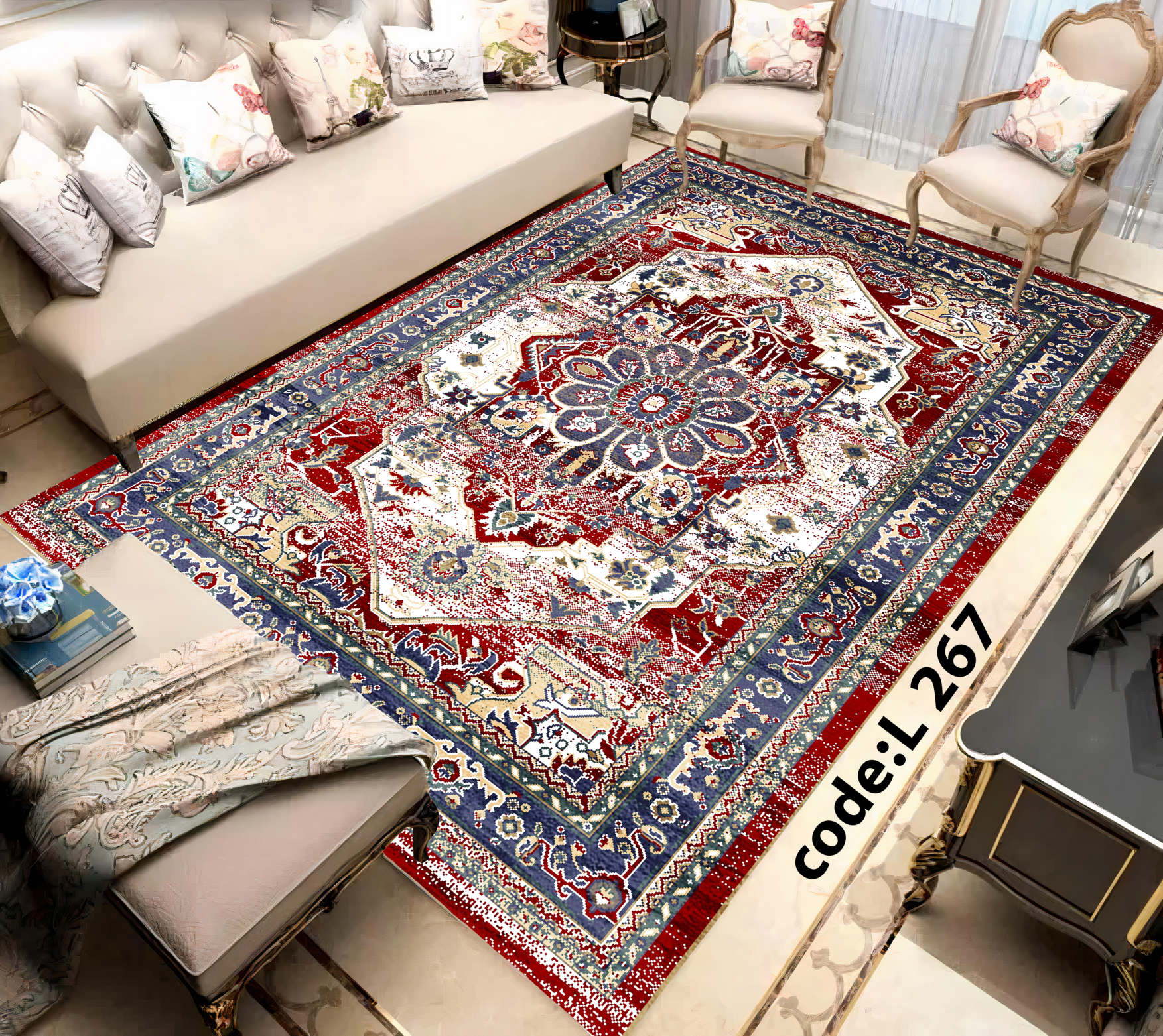 روفرشی کشدار (کاور فرش) و فرشینه و پادری کالای خواب متین کد L 267