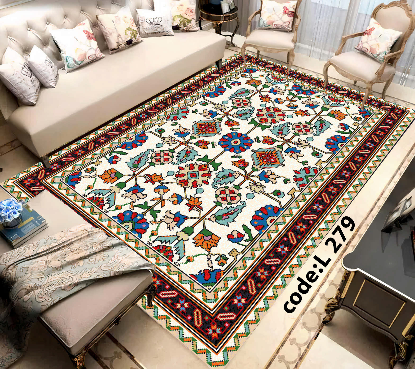 روفرشی کشدار (کاور فرش) و فرشینه و پادری کالای خواب متین کد L 279