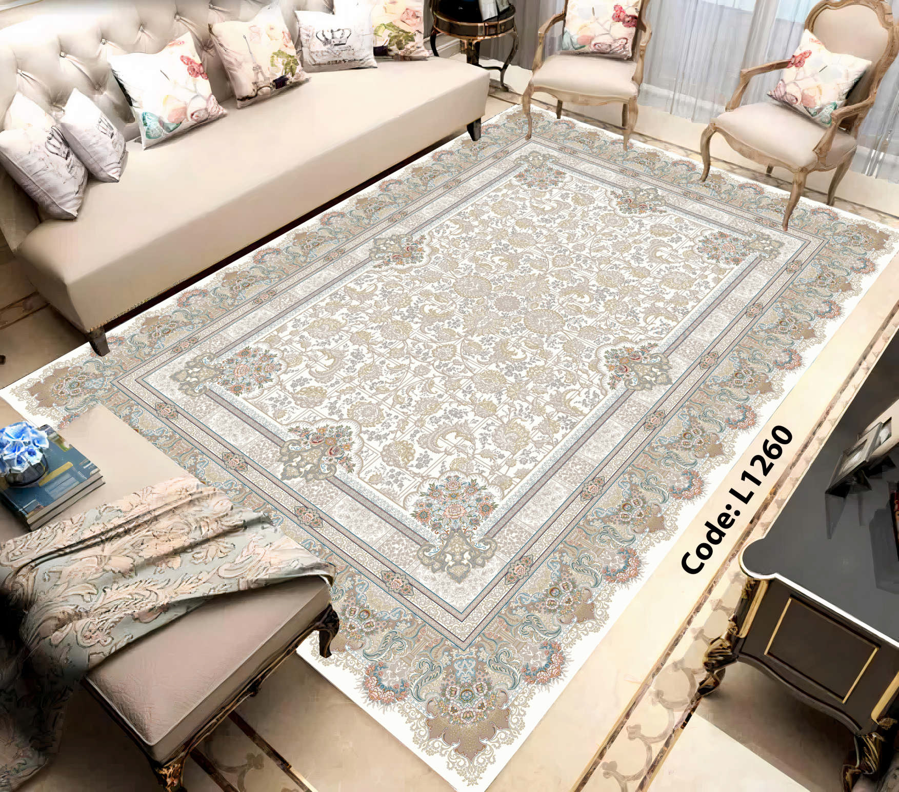روفرشی کشدار (کاور فرش) و فرشینه و پادری کالای خواب متین کد L1260