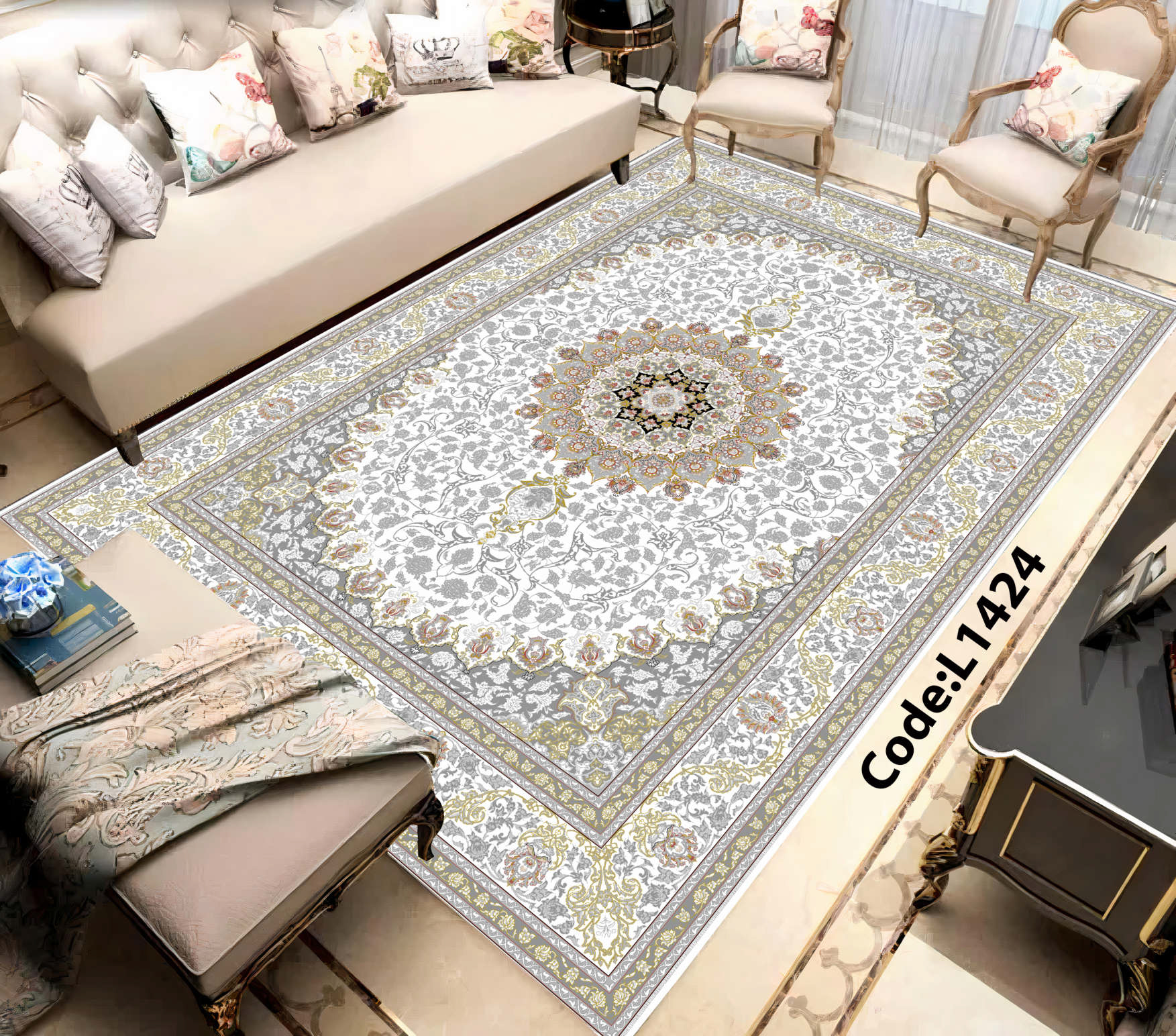 روفرشی کشدار (کاور فرش) و فرشینه و پادری کالای خواب متین کد L 1424