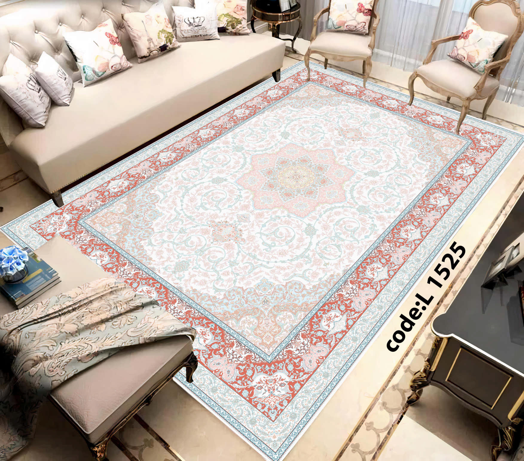 روفرشی کشدار (کاور فرش) و فرشینه و پادری کالای خواب متین کد L 1525