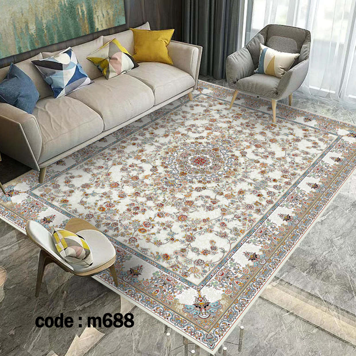 روفرشی کشدار (کاور فرش) و فرشینه و پادری کالای خواب متین کد m688