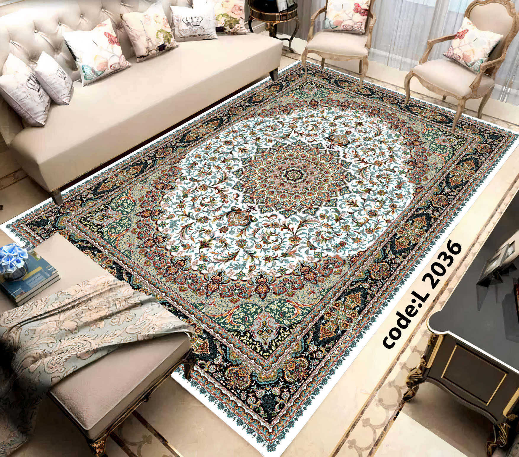 روفرشی کشدار (کاور فرش) و فرشینه و پادری کالای خواب متین کد L 2036