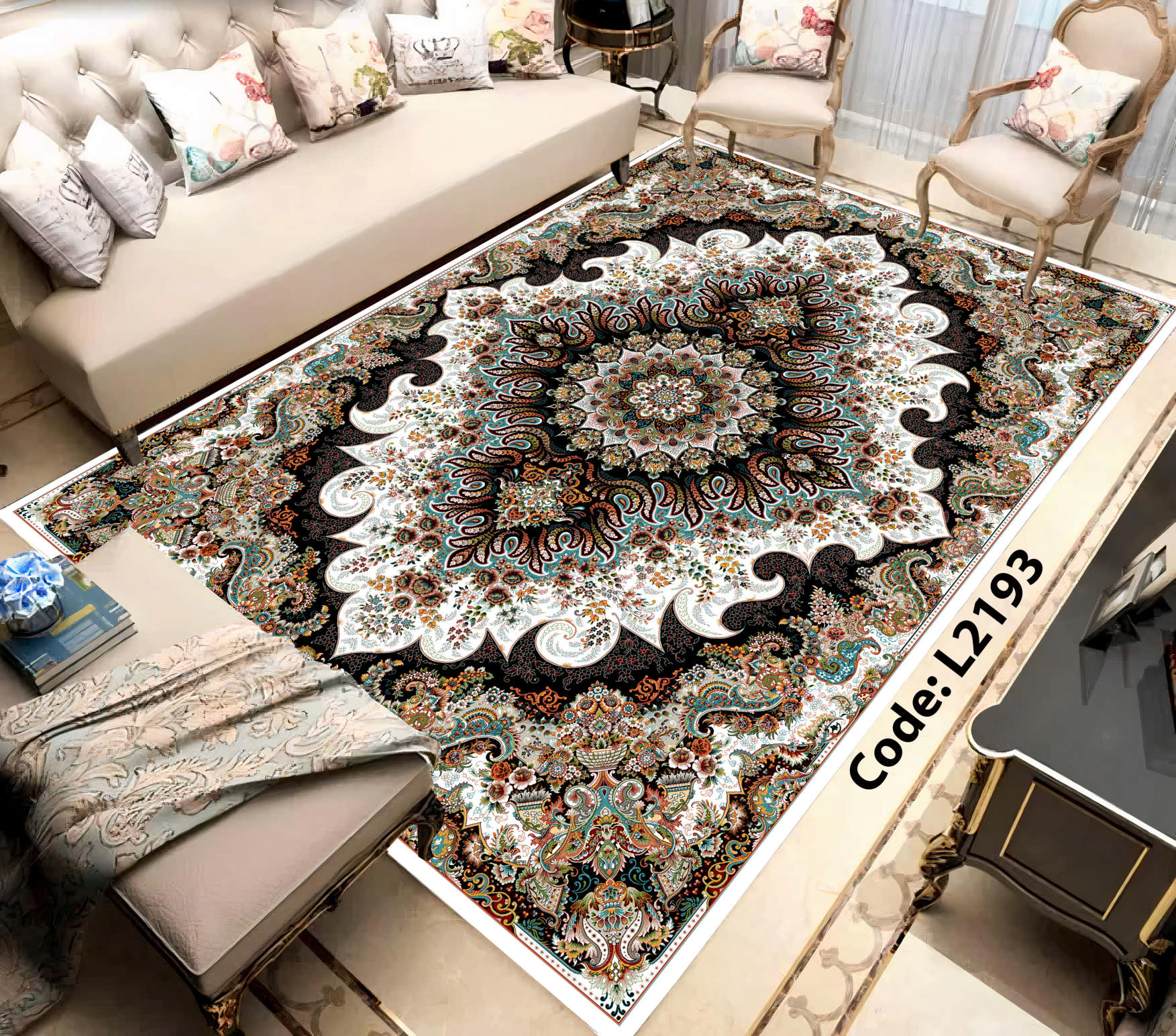 روفرشی کشدار (کاور فرش) و فرشینه و پادری کالای خواب متین کد L2193