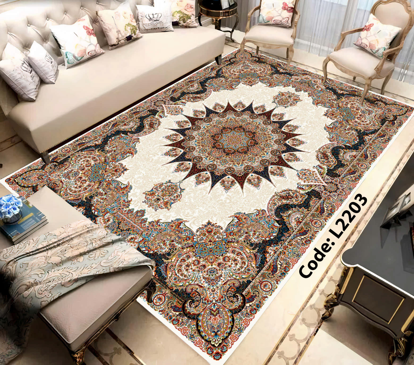 روفرشی کشدار (کاور فرش) و فرشینه و پادری کالای خواب متین کد L2203